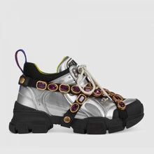 Load image into Gallery viewer, Gucci Women Flashtrek Sneaker with Removable Crystals 5.6cm Height-Silver