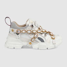 Load image into Gallery viewer, Gucci Women Flashtrek Sneaker with Removable Crystals 5.6cm Height-White