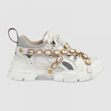 Load image into Gallery viewer, Gucci Women Flashtrek Sneaker with Removable Crystals 5.6cm Height-White