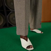 Load image into Gallery viewer, Gucci Women GG Low Heel Sandal White Leather Square Toe