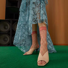 Load image into Gallery viewer, Gucci Women GG Mid-Heel Open Toe Pump Light Pink Leather Square Toe