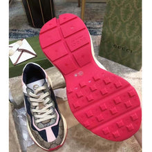 Load image into Gallery viewer, Gucci Women GG Rhyton Sneaker Beige Ebony Blue Supreme Canvas Low 4 cm Heel