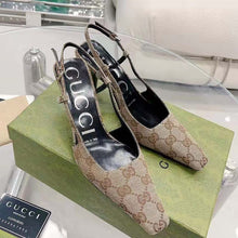 Load image into Gallery viewer, Gucci Women GG Slingback Pump Beige Ebony Original GG Canvas 8 cm Heel