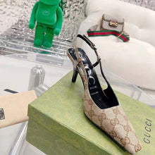 Load image into Gallery viewer, Gucci Women GG Slingback Pump Beige Ebony Original GG Canvas 8 cm Heel
