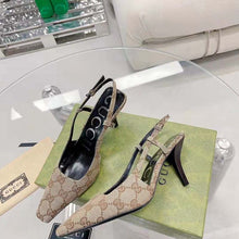 Load image into Gallery viewer, Gucci Women GG Slingback Pump Beige Ebony Original GG Canvas 8 cm Heel