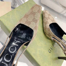 Load image into Gallery viewer, Gucci Women GG Slingback Pump Beige Ebony Original GG Canvas 8 cm Heel