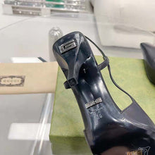 Load image into Gallery viewer, Gucci Women GG Slingback Pump Black Leather Back Ankle Buckle 8 cm Heel