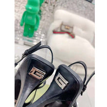 Load image into Gallery viewer, Gucci Women GG Slingback Pump Black Leather Back Ankle Buckle 8 cm Heel