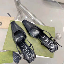 Load image into Gallery viewer, Gucci Women GG Slingback Pump Black Leather Back Ankle Buckle 8 cm Heel