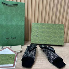 Load image into Gallery viewer, Gucci Women GG Slingback Pump Black Mesh GG Crystals Low 4 cm Heel