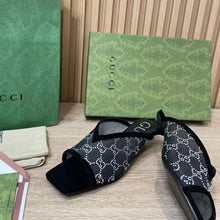 Load image into Gallery viewer, Gucci Women GG Slingback Pump Black Mesh GG Crystals Low 4 cm Heel