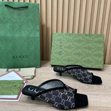 Load image into Gallery viewer, Gucci Women GG Slingback Pump Black Mesh GG Crystals Low 4 cm Heel