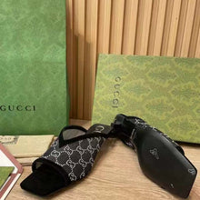 Load image into Gallery viewer, Gucci Women GG Slingback Pump Black Mesh GG Crystals Low 4 cm Heel