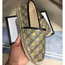 Load image into Gallery viewer, Gucci Women GG Supreme Bees Espadrille 2 cm Platform-Gold