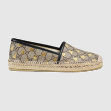 Load image into Gallery viewer, Gucci Women GG Supreme Bees Espadrille 2 cm Platform-Gold