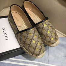 Load image into Gallery viewer, Gucci Women GG Supreme Bees Espadrille 2 cm Platform-Gold