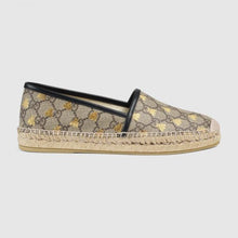 Load image into Gallery viewer, Gucci Women GG Supreme Bees Espadrille 2 cm Platform-Gold