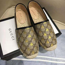 Load image into Gallery viewer, Gucci Women GG Supreme Bees Espadrille 2 cm Platform-Gold