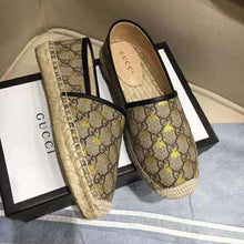 Load image into Gallery viewer, Gucci Women GG Supreme Bees Espadrille 2 cm Platform-Gold