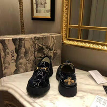 Load image into Gallery viewer, Gucci Women GG Velvet Lug Sole Loafer in GG Velvet 2.5 cm Heel-Navy