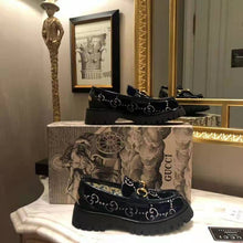 Load image into Gallery viewer, Gucci Women GG Velvet Lug Sole Loafer in GG Velvet 2.5 cm Heel-Navy
