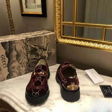Load image into Gallery viewer, Gucci Women GG Velvet Lug Sole Loafer in GG Velvet 2.5 cm Heel-Red