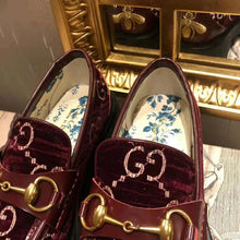 Load image into Gallery viewer, Gucci Women GG Velvet Lug Sole Loafer in GG Velvet 2.5 cm Heel-Red