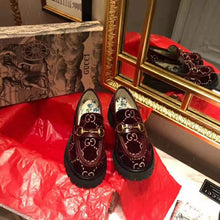 Load image into Gallery viewer, Gucci Women GG Velvet Lug Sole Loafer in GG Velvet 2.5 cm Heel-Red