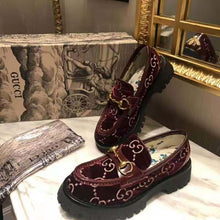 Load image into Gallery viewer, Gucci Women GG Velvet Lug Sole Loafer in GG Velvet 2.5 cm Heel-Red
