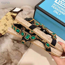 Load image into Gallery viewer, Gucci Women Grosgrain Espadrille Sandal with Crystals 3 cm Platform-Green