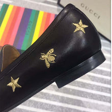 Load image into Gallery viewer, Gucci Women Gucci Jordaan Embroidered Leather Loafer 1.27cm Heel-Black