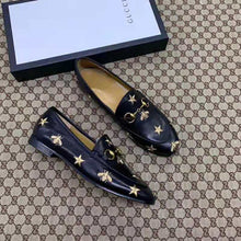 Load image into Gallery viewer, Gucci Women Gucci Jordaan Embroidered Leather Loafer 1.27cm Heel-Black