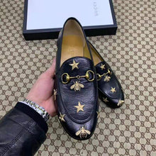 Load image into Gallery viewer, Gucci Women Gucci Jordaan Embroidered Leather Loafer 1.27cm Heel-Black