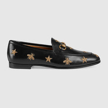 Load image into Gallery viewer, Gucci Women Gucci Jordaan Embroidered Leather Loafer 1.27cm Heel-Black