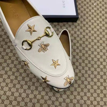 Load image into Gallery viewer, Gucci Women Gucci Jordaan Embroidered Leather Loafer 1.27cm Heel-White