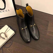 Load image into Gallery viewer, Gucci Women Gucci Jordaan Leather Ankle Boot in Black Leather 1.3 cm Heel