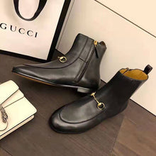 Load image into Gallery viewer, Gucci Women Gucci Jordaan Leather Ankle Boot in Black Leather 1.3 cm Heel