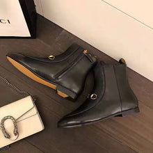 Load image into Gallery viewer, Gucci Women Gucci Jordaan Leather Ankle Boot in Black Leather 1.3 cm Heel
