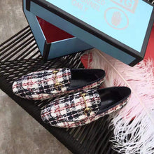 Load image into Gallery viewer, Gucci Women Gucci Jordaan Tweed Check Loafer-Navy