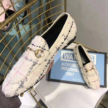 Load image into Gallery viewer, Gucci Women Gucci Jordaan Tweed Loafer 1.3 cm Heel-Beige