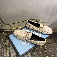 Load image into Gallery viewer, Gucci Women Gucci Jordaan Tweed Loafer 1.3 cm Heel-Beige