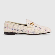 Load image into Gallery viewer, Gucci Women Gucci Jordaan Tweed Loafer 1.3 cm Heel-Beige