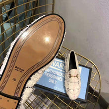 Load image into Gallery viewer, Gucci Women Gucci Jordaan Tweed Loafer 1.3 cm Heel-Beige