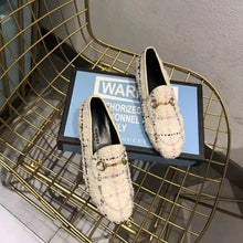Load image into Gallery viewer, Gucci Women Gucci Jordaan Tweed Loafer 1.3 cm Heel-Beige