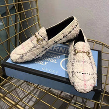 Load image into Gallery viewer, Gucci Women Gucci Jordaan Tweed Loafer 1.3 cm Heel-Beige