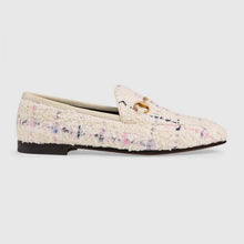 Load image into Gallery viewer, Gucci Women Gucci Jordaan Tweed Loafer 1.3 cm Heel-Beige