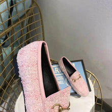 Load image into Gallery viewer, Gucci Women Gucci Jordaan Tweed Loafer 1.3 cm Heel-Pink