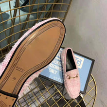 Load image into Gallery viewer, Gucci Women Gucci Jordaan Tweed Loafer 1.3 cm Heel-Pink