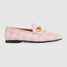 Load image into Gallery viewer, Gucci Women Gucci Jordaan Tweed Loafer 1.3 cm Heel-Pink