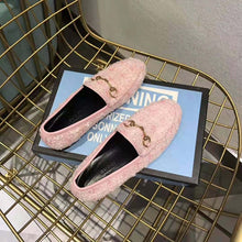 Load image into Gallery viewer, Gucci Women Gucci Jordaan Tweed Loafer 1.3 cm Heel-Pink